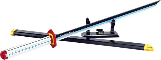 Moc Demon Zwaard Tomioka Giyu Blue Blade 1521 is compatibel met het bekende merk. van Moc Demon