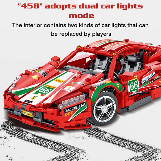 Mork 023002-1 Creative High-Tech Serie 1328Pcs Rood 458 Super Racing Sport Auto 1:14 van Mork