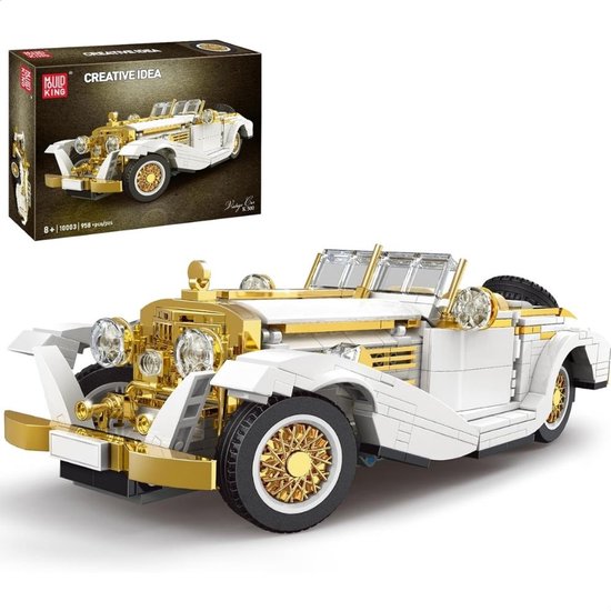 Mould King 10003 Vintage Classic Oldtimer bouwset | Hot city racing champion adventure | Technische speelgoed creator bouwpakketten voor volwassenen & kinderen | Auto met speed fast drifting wheels | geschikt voor Lego | Bouwdoos met 958 bouwstenen van Merkloos