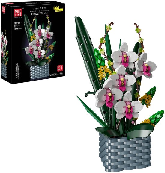 Mould King - 10025 Orchidee Bloemenpracht | Botanical flowers collection | Classic Creator STEM speelgoed bonsai bloemen bouwpakket compatibel met lego sluban mega | Icons orchideeën bloemenboeket modelbouw volwassenen & kinderen | 1312 bloks van Merkloos