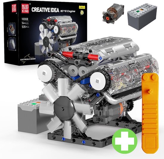 Mould King - 10088 - Technic V8 formule 1 motor met tool | Speed champions modelbouw | Creator classic bouwpakket | Technische speelgoed ideas voor expert volwassenen & kinderen | compatibel met lego sluban of mega bloks | 487 bouwstenen modelbouw van Mould King
