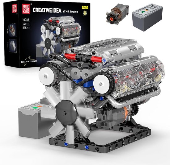 Mould King - 10088 - Technic V8 formule 1 motor | Speed champions modelbouw | Creator classic bouwpakket | Technische speelgoed ideas voor expert volwassenen & kinderen | 535 bouwstenen modelbouw (compatibel met lego , sluban of mega bloks) van Mould King