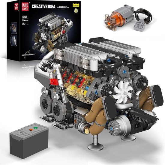 Mould King - 10131 BGT W16 Icons Engine Formule 1 | Educatief motor bouwset | Speed champions modelbouw | Creator classic bouwpakket | Technische F1 speelgoed voor expert volwassenen & kinderen | Bouwdoos met 952 bouwstenen van Mould King