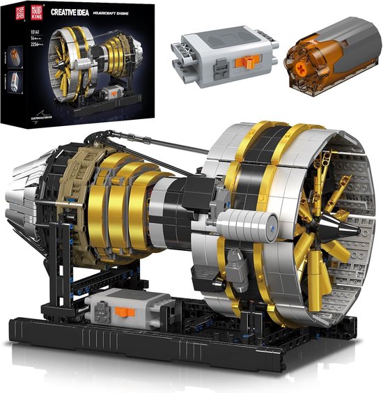 Mould King - 10141 Icons Technic Vliegtuig Straal motor | Speed champions modelbouw | Creator classic bouwpakket compatibel met lego sluban of mega bloks | Technische speelgoed ideas voor expert volwassenen & kinderen | 2256 bouwstenen modelbouw van Mould King