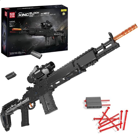 Mould King 14026 MK14 Sniper Rifle bouwset | DIY WW2 army pistool geweer modelbouw | Creator classic motor guns bouwpakket | Technische Educatief militair & leger speelgoed voor volwassenen | Bouwdoos met 1656 bouwstenen van Mould King