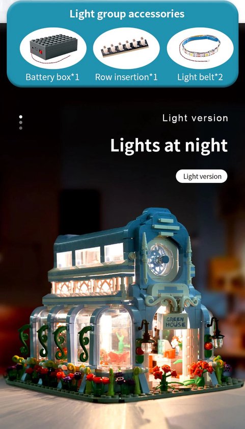 Mould King 16048 De Moc Blauw Botanische Tuin Met Led - is compatibel met het bekende merk. van Mould King