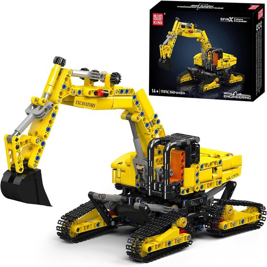 Mould king 17076 Technisch Mobiele Graafmachine bouwset | Hijskraan auto modelbouw | Geschikt voor Lego | Educatief constructie speelgoed bouwpakketten voor kinderen & volwassenen | 840 bouwstenen van Merkloos