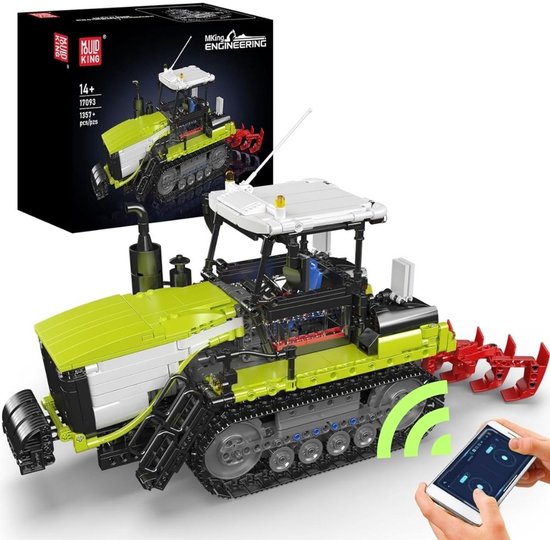 Mould king 17093 Tractor Trekker Crawler bouwset | Classic boerderij constructie modelbouw | Hollandse cadeautjes | Technische creator speelgoed ideas voor volwassenen & kinderen | Accu niet geschikt voor Lego technic | Bouwdoos met 1357 bouwstenen van Merkloos