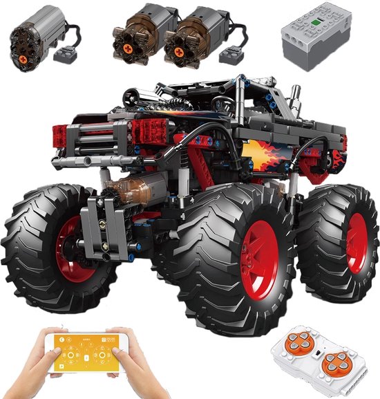 Mould King 18008 Vlam Monster Buggy Auto Afstandsbediening is compatibel met het bekende merk. van Mould King