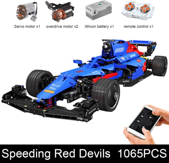 MOULD KING 18024B RC Racing Car Formula F1 Racing Car Rood.is compatibel met het bekende merk. van Mould King