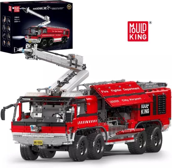 Mould King 19004 High-Tech Brandweerwagen (RC) - Vliegveld Hulpdienst - 6653 onderdelen - Lego compatibel van Mould King