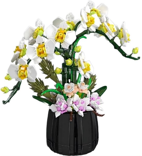 Mould King 24108 Botanical Orchidee Bloemenboeket in Vaas | Bloemenpracht flowers collection modelbouw | Classic Creator STEM speelgoed bloemen bouwpakket voor volwassenen & kinderen | Kunstbloemen geschikt voor Lego | Bouwdoos met 1014 bouwstenen van Merkloos