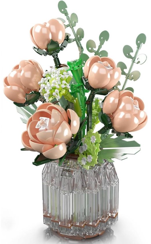 Mould King 24109 Botanical Rozen Bloemenboeket in Vaas | Bloemenpracht flowers collection | Classic Creator STEM speelgoed bloemen bouwpakket | Geschikt voor Lego | Modelbouw volwassenen & kinderen | Bouwdoos met 981 bouwstenen van Merkloos