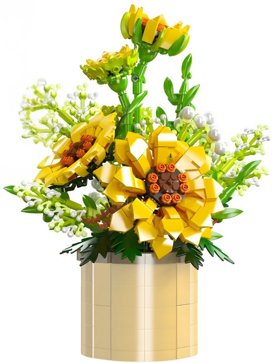 Mould King 24110 Botanical Zomer Bloemenboeket in Vaas | Bloemenpracht flowers collection modelbouw | Classic Creator STEM speelgoed bloemen bouwpakket voor volwassenen & kinderen | Geschikt voor Lego | DIY Kunstbloemen | Bouwdoos met 1047 bouwstenen van Merkloos