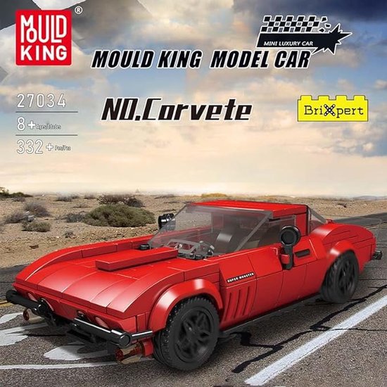 Mould King 27034 - Corvette - 332 onderdelen - Gratis Vitrine Box - Lego compitabel van Mould King