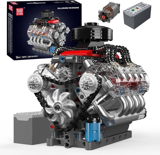 Mould King - Technic Chevy V8 formule 1 motor | Speed champions modelbouw | Creator classic bouwpakket | Technische speelgoed ideas voor expert volwassenen & kinderen | compatibel met lego sluban of mega bloks | 487 bouwstenen modelbouw van Mould King