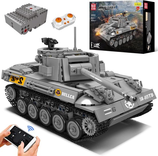 Mould King - Technic rc auto hellcat tank | City speed champions army adventure | Creator classic motor bouwpakket | Technische speelgoed ideas voor expert volwassenen & kinderen | 917 bouwstenen modelbouw (compatibel met lego sluban of mega bloks )) van Mould King