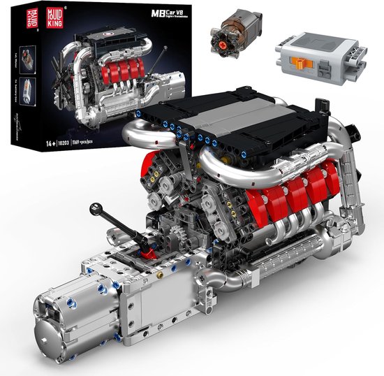 Mould King - Twin Turbo technic motor | Speed champions icons modelbouw | Creator classic bouwpakket compatibel met lego sluban of mega bloks | Technische speelgoed ideas voor expert volwassenen & kinderen | 1169 bouwstenen | Vaderdag cadeau van Mould King
