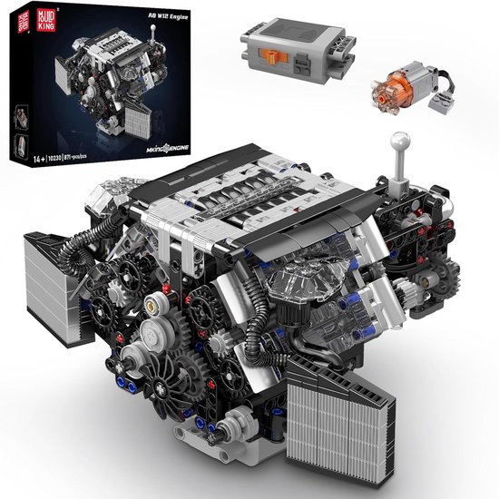Mould King - Twin Turbo W18 Icons Engine formule 1 | Educatief motor bouwset | Speed champions modelbouw | Creator classic bouwpakket | Technische F1 speelgoed ideas voor expert volwassenen & kinderen | compatibel met lego sluban of mega | 761 bloks van Merkloos