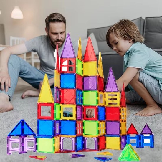 Mr Greenlife - Magnetisch speelgoed - Magnetic Tiles - Magnetische tegels - 100 stuks - Montessori speelgoed - Speelgoed kinderen van Merkloos