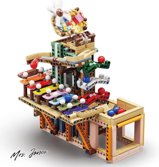 Mrs. Jones Hallisun Building Block Muzikaal Speelgoed - Knikkerbaan met Xylofoon Element - Mechanische Modelbouwset - Knikkerbaan Blok Cadeau - 695 Stuks - Kinderen Leeftijden 8-12 . van Mrs. Jones