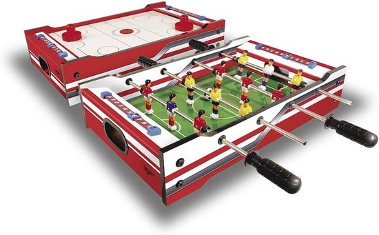 Multispel FLIP-XM 2-in-1 Speeltafel – Airhockey & Tafelvoetbal – Multigame Tafel met Accessoires (2 Pushers & 2 Ballen) van Merkloos