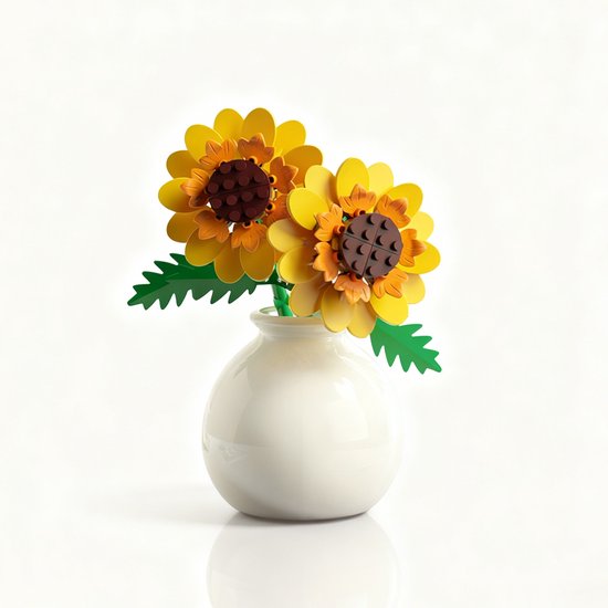 Namajunas - Mini Kunstbloemen Boeket - Bloemenboeket in Vaas - Bouwpakketten volwassenen - Botanical Flowers Collection - Botanical Bloemen - Bouwsets - Niet geschikt voor LEGO - Zonnebloem - Decoratie voor Huis, Cadeau, Kerst, Oudjaar, Nieuwjaar van Merkloos