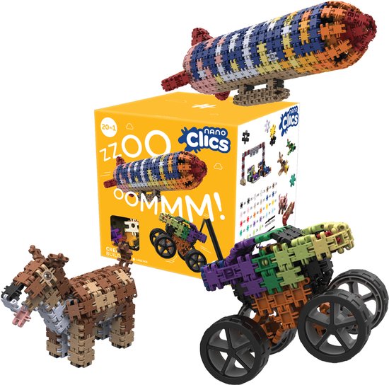 Nano Clics – Creative Builders 1000 Piece Set – 20 in 1 Bouwblokken – SPEELGOED Gemaakt Van 100% RECYCLED Plastic – Speelgoed 8, 9, 10, 11, 12 jaar – Constructie Speelgoed van Merkloos