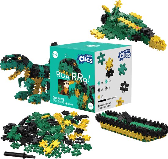 Nano Clics – Creative Builders 125 Piece Set – 5 in 1 Bouwblokken – SPEELGOED Gemaakt Van 100% RECYCLED Plastic – Speelgoed 8, 9, 10, 11, 12 jaar – Constructie Speelgoed van N/A