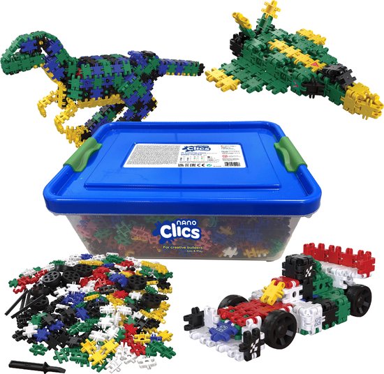 Nano Clics – Creative Builders 2000 Piece Set – 15 in 1 Bouwblokken – SPEELGOED Gemaakt Van 100% RECYCLED Plastic – Speelgoed 8, 9, 10, 11, 12 jaar – Constructie Speelgoed van Merkloos