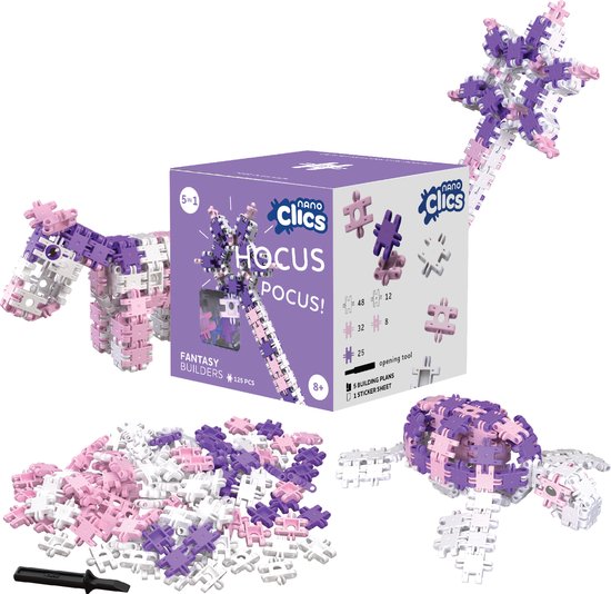 Nano Clics – Fantasy Builders 125 Piece Set – 5 in 1 Bouwblokken – SPEELGOED Gemaakt Van 100% RECYCLED Plastic – Speelgoed 8, 9, 10, 11, 12 jaar – Constructie Speelgoed van N/A