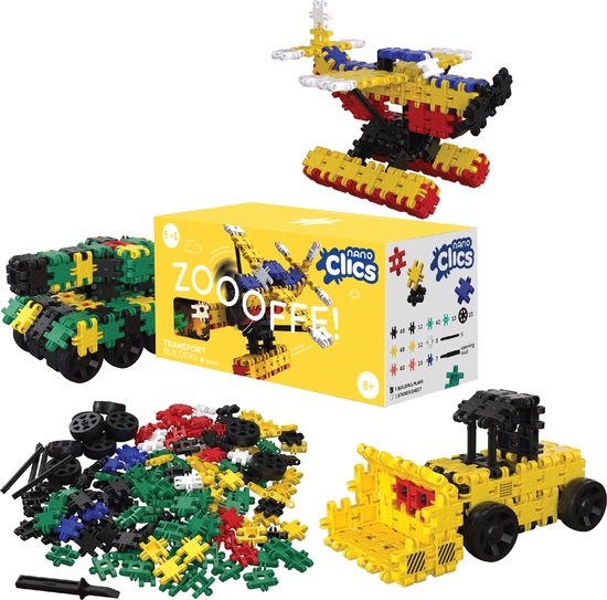 Nano Clics – Transport Builders 250 Piece Set – 5 in 1 Bouwblokken – SPEELGOED Gemaakt Van 100% RECYCLED Plastic – Speelgoed 8, 9, 10, 11, 12 jaar – Constructie Speelgoed van N/A