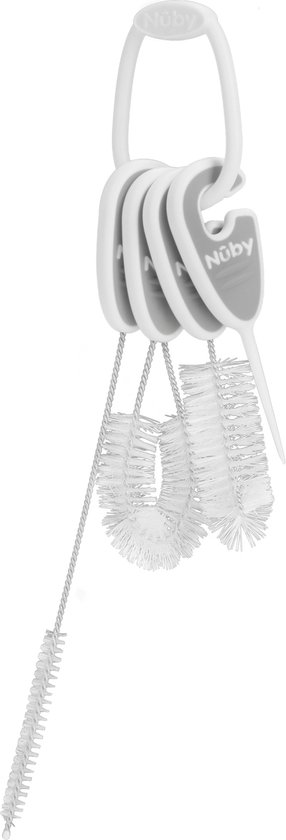Nûby - Flessen- en bekerborstelset - Voor het reinigen van baby- of kinderflessen en bekers - Grijs van Nûby