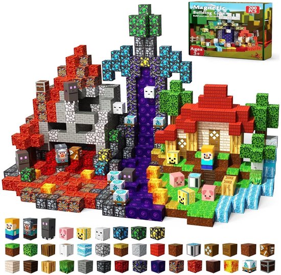 OUYLAF Magnetische Bouwstenen - magna tiles - magnetische bouwblokken - magnetisch speelgoed bouwblokken - 200pcs - Educatief speelgoed - Montessori Speelgoed Blokken van OUYLAF