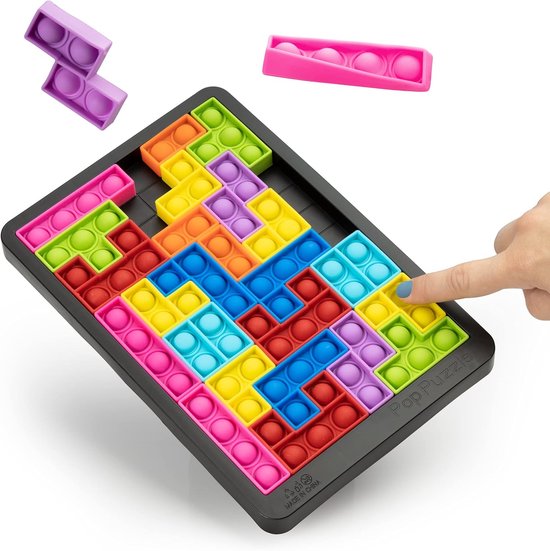 OUYLAF Puzzelspel - Bubble Sensory Decompression Toys - Puzzelspelbord - Montessori Tetris Puzzel - Geschikt voor kinderen en volwassenen - zwart - Verpakking van 27 stuks van Merkloos