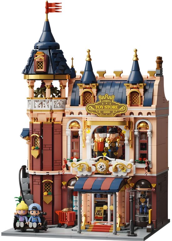 Pantasy 85031 Speelgoed Winkel bouwset incl 4 minifigures | Classic Creator Modular Building | Expert Architecture Modelbouw | Technisch Educatief bouwpakketten voor volwassenen & kinderen | Mega gebouwen geschikt voor Lego | Bouwdoos met 2978 bloks van Merkloos