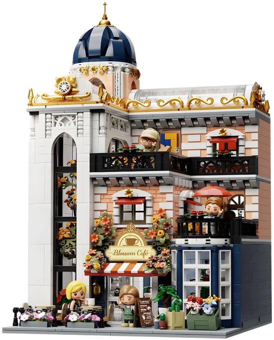 Pantasy 85032 Bloemen Blossem Cafe bouwset incl 4 minifigures | Classic Creator Modular Building | Expert Architecture Modelbouw | Technisch Educatief Speelgoed voor volwassenen & kinderen | Mega gebouwen geschikt voor Lego | Bouwdoos met 2826 bloks van Pantasy