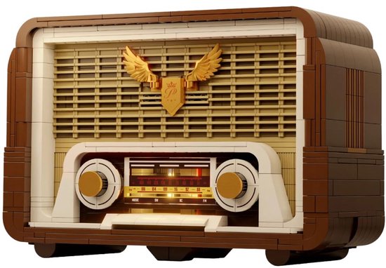 Pantasy 85048 Retro FM Radio bouwset | Muziekspeler icons creator modelbouw | Vintage radio constructie educatief speelgoed bouwpakketten voor volwassenen & kinderen | DIY apparaat gechikt voor lego | Bouwdoos met 801 bouwstenen van Merkloos