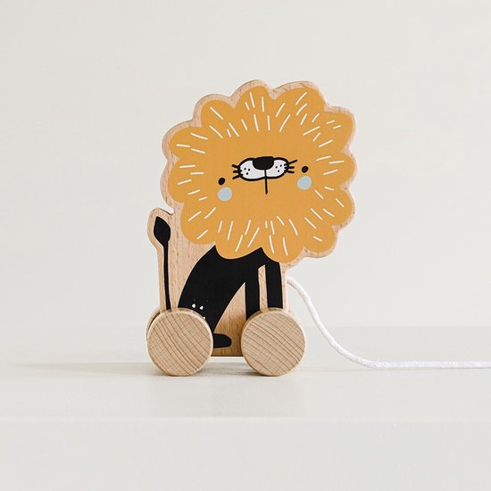 Petite Amélie Trekdier Speelgoed - Leeuw Leo - 11x16x6 cm - Massief hout van Petite Amélie