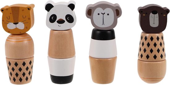 Peuterspeelgoed Dierenbouwspel - Motoriek & Creativiteit - Ontwikkeling Vaardigheden - Veilig Hout Materiaal - 4 stuks - Multi van Merkloos