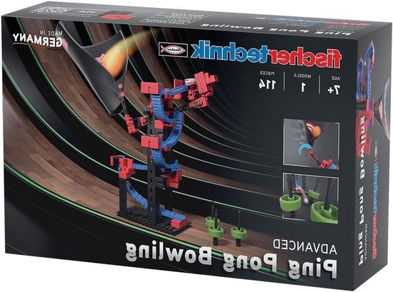 Ping Pong Bowling - Kegelspel Bouwpakket - Familiespel Bouwen - Precisie Balbaan - 114 Onderdelen - Blauw van Merkloos