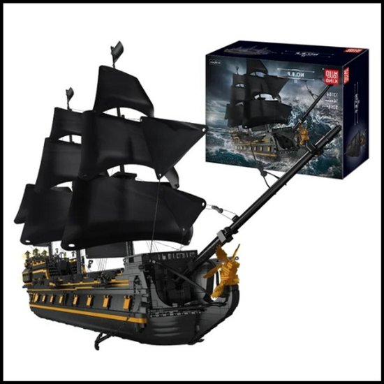 Piraten schip bouwset - grote zwarte parel - bouwstenen pakket - modelbouw voor kinderen en volwassenen - 13186 stuks - inclusief handleiding - originele doos - educatief speelplezier - kerstcadeau idee van FunPlay