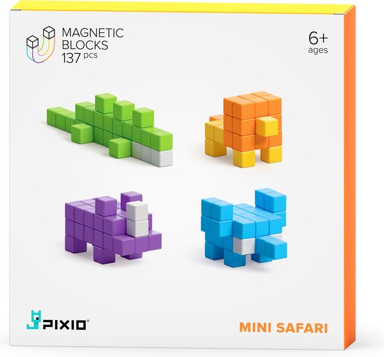 PIXIO Blocks Mini Safari - Magnetische blokjes voor creatief bouwen - 137 stuks van Merkloos