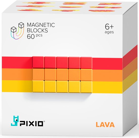 Pixio Magnetic Blocks | Abstract Series | Pixio-Lava | 3 kleuren | 60 blokken van Merkloos