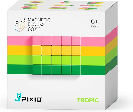 Pixio Magnetic Blocks | Abstract Series | Pixio-Tropic | 4 kleuren | 60 blokken van Merkloos