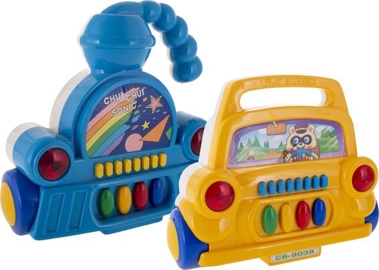 Play and learn trein + auto - 20 x 20 x 8 cm - 2 STUKS - verschillende geluiden om te ontdekken - leerrijk speelgoed van Toi-Toys