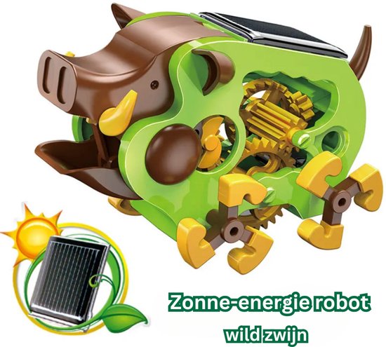 Playos® - Zonne-energie - Zwijn - Groen - STEM Speelgoed - Educatief - Technisch Speelgoed - Bouwen - Constructiespeelgoed - Groene Energie van Playos