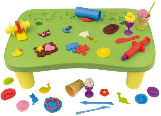 Playtive Speeltafel met opbergruimte 42 delig - Vanaf 3 jaar - Inclusief 8 potten klei van Merkloos