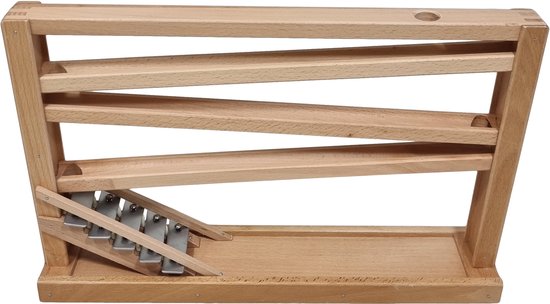 Playwood Knikker kogelbaan met klokkenspel beukenhout voor 16 mm knikkers (excl knikkers) Marble game van PlayWood