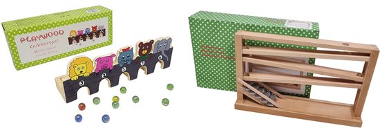 Playwood pakket Knikkerbaan en Knikkerspel wilde dieren U krijgt 2 artikelen geleverd van Merkloos